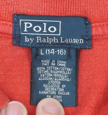 Ralph Lauren Teens Red Cotton Polo Shirt Size L (14-16) Classic Fit