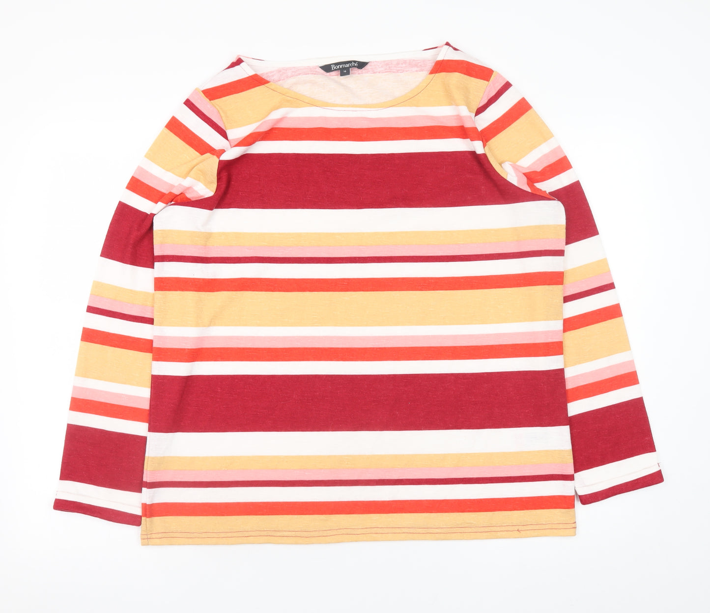 Bonmarché Womens Multicoloured Striped Long Sleeve T-Shirt Size 16