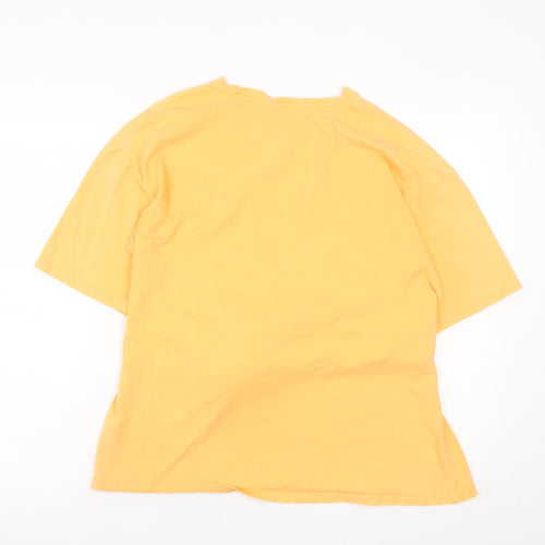 PEP&CO Womens Yellow Belted Cotton Short Sleeve T-Shirt Size M 12-14