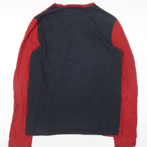 DKNY JEANS Men’s Red Long Sleeve Graphic Cotton T-Shirt Medium