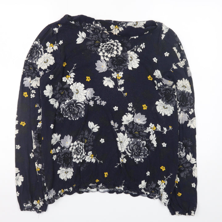 Dorothy Perkins Women Floral Blouse Navy Long Sleeve UK 16 Classic Style