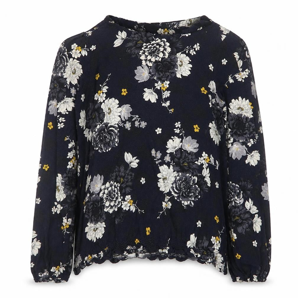 Dorothy Perkins Women Floral Blouse Navy Long Sleeve UK 16 Classic Style