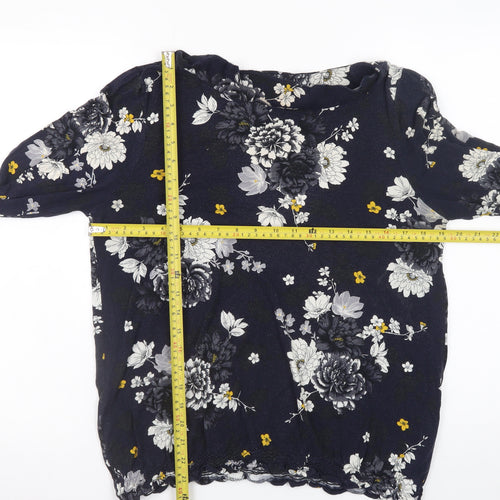 Dorothy Perkins Women Floral Blouse Navy Long Sleeve UK 16 Classic Style