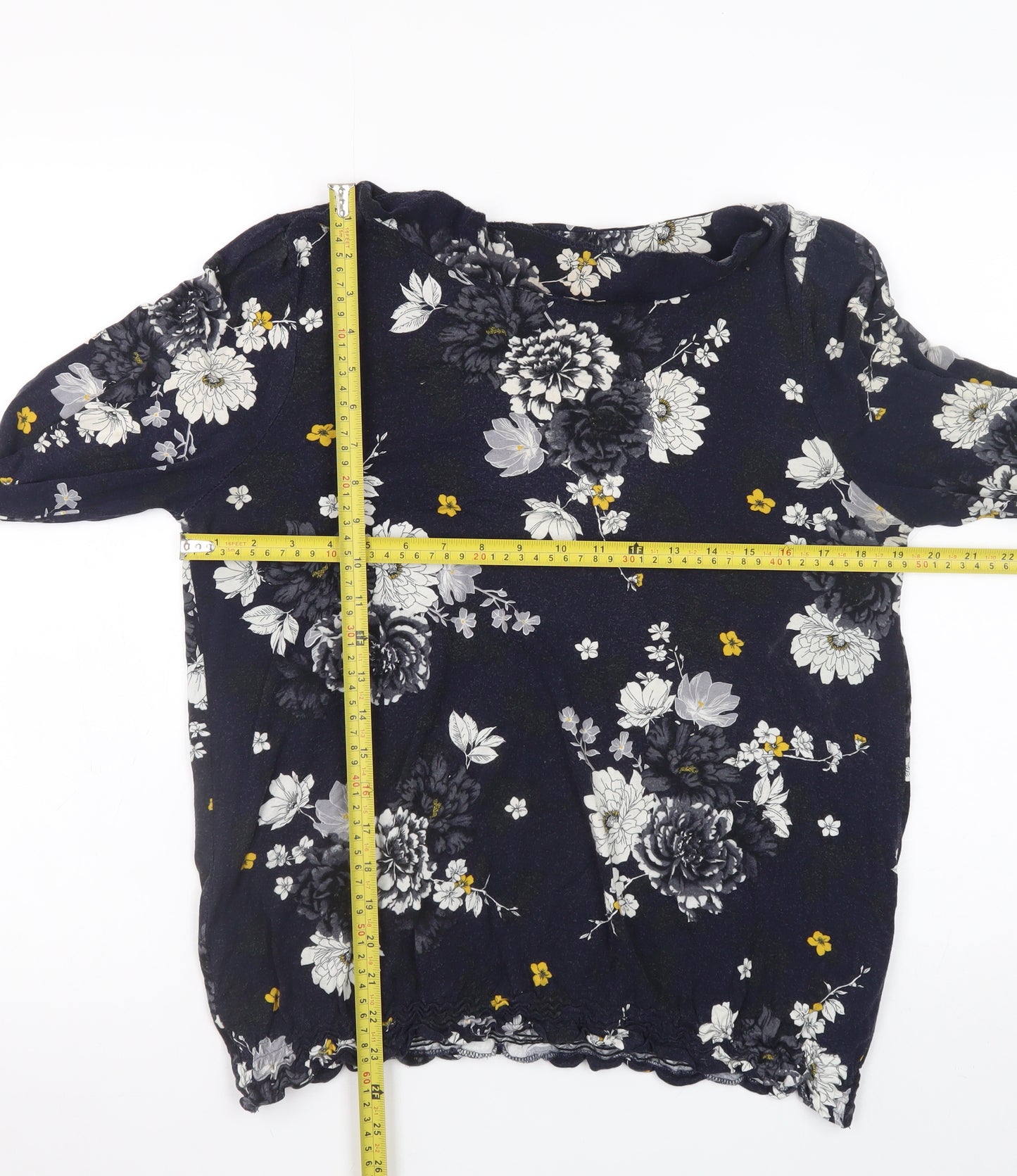 Dorothy Perkins Women Floral Blouse Navy Long Sleeve UK 16 Classic Style