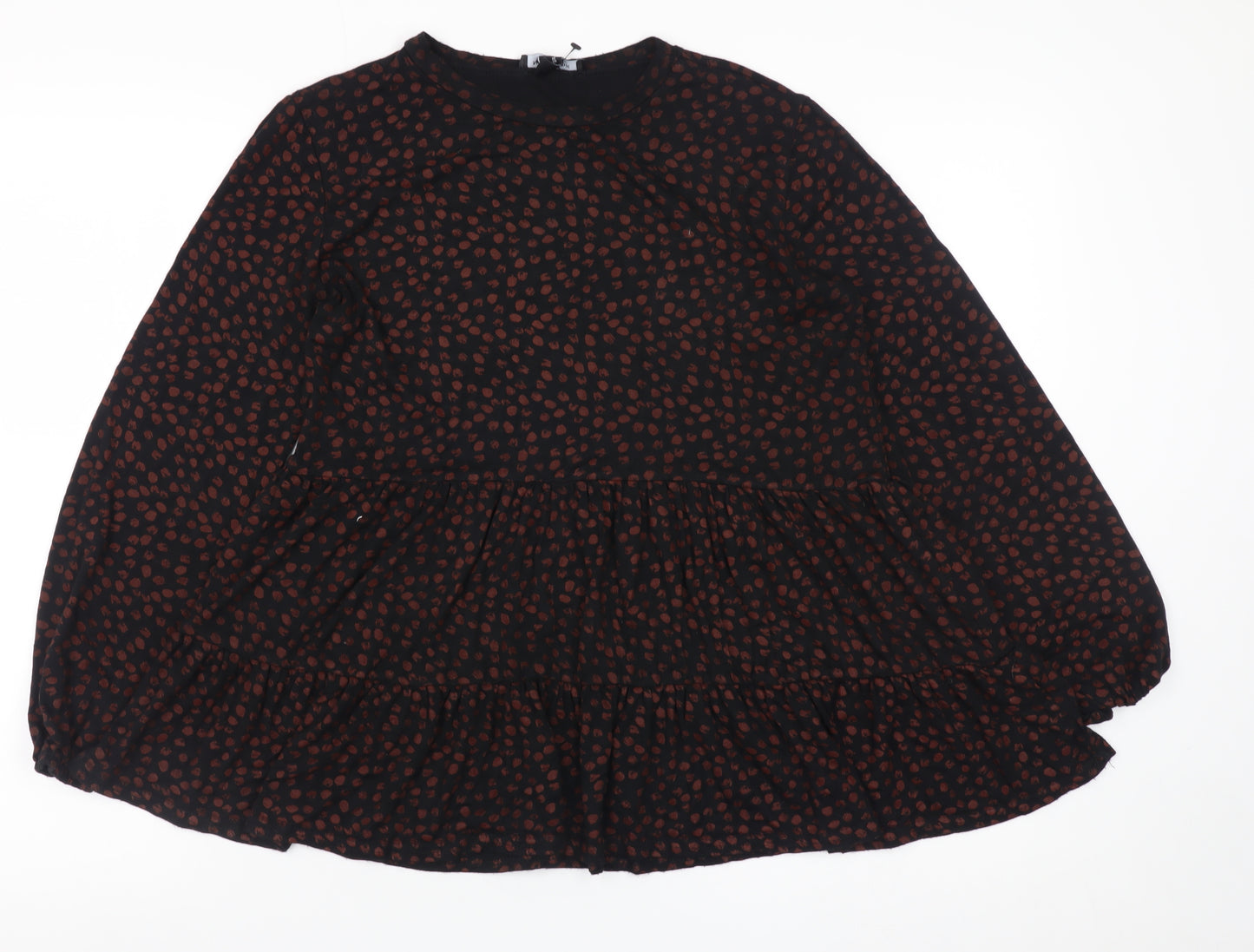 New Look Women’s Black Animal Print Tunic Blouse Size 10 Long Sleeve