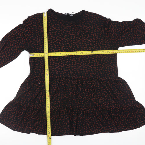 New Look Women’s Black Animal Print Tunic Blouse Size 10 Long Sleeve