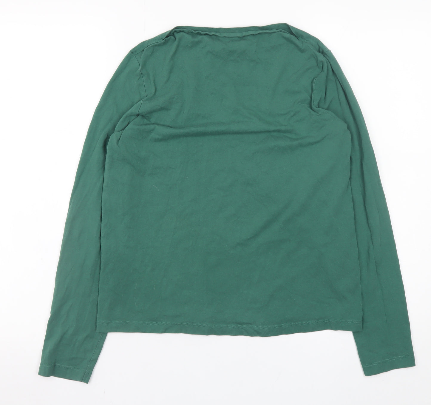 MNG Women's Green Long Sleeve Basic Cotton T-Shirt Size L