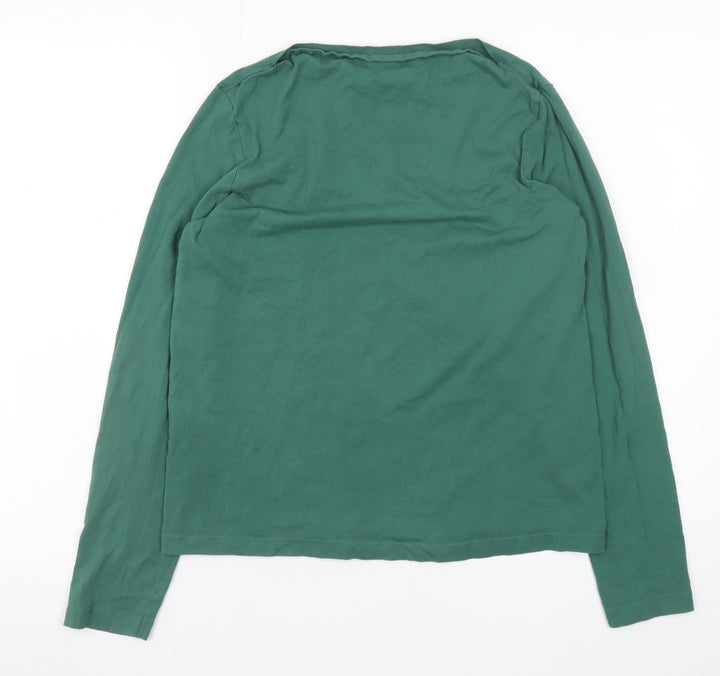 MNG Women's Green Long Sleeve Basic Cotton T-Shirt Size L