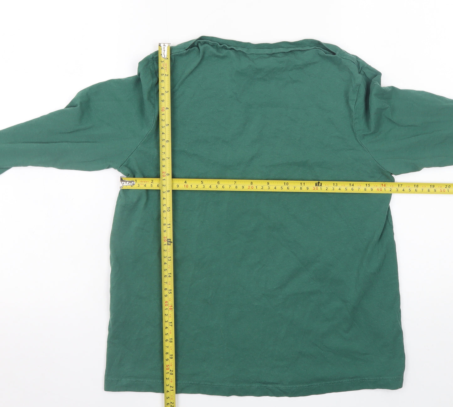 MNG Women's Green Long Sleeve Basic Cotton T-Shirt Size L