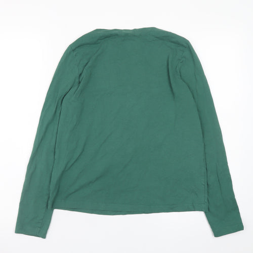 MNG Women's Green Long Sleeve Basic Cotton T-Shirt Size L