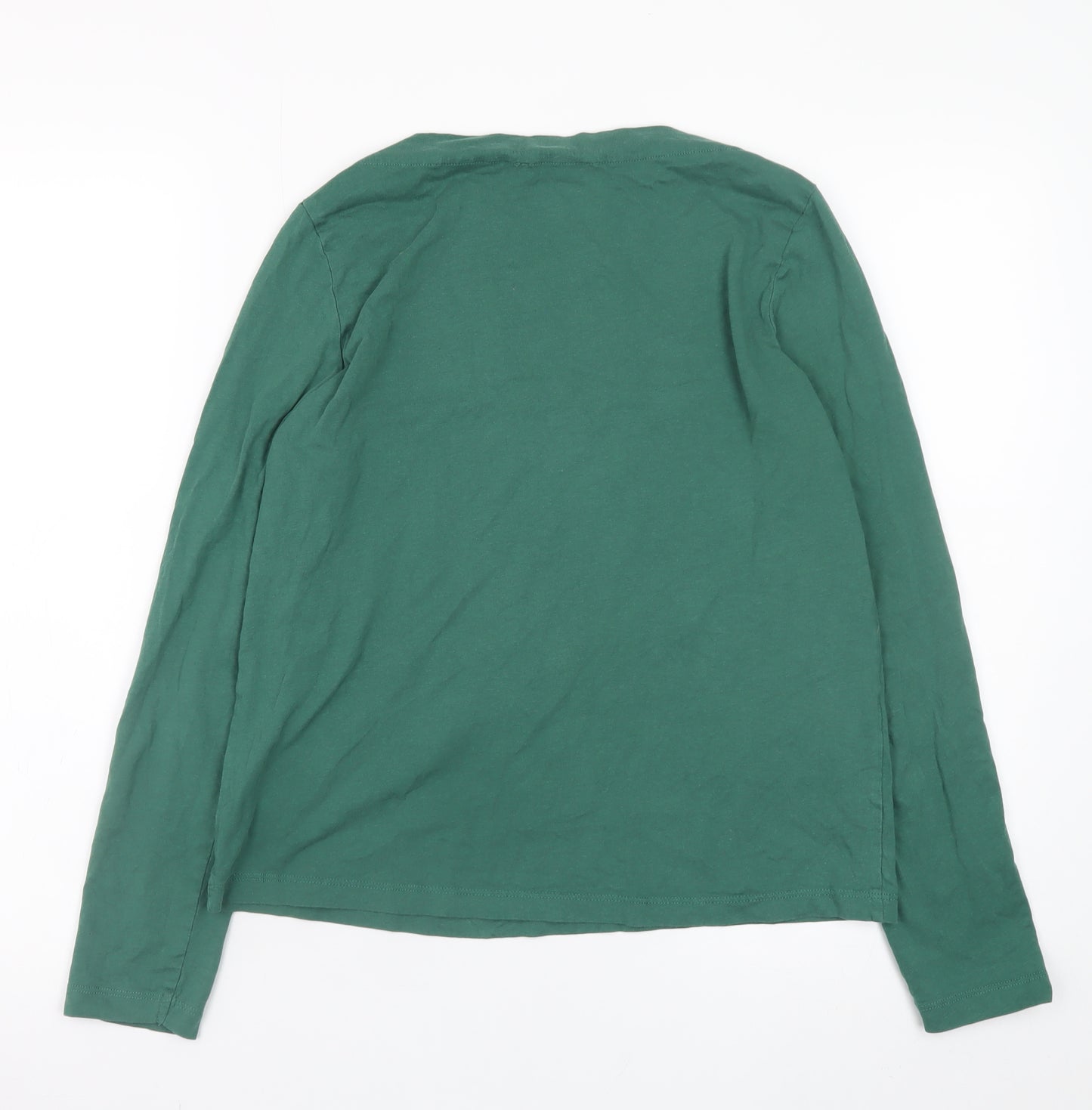 MNG Women's Green Long Sleeve Basic Cotton T-Shirt Size L