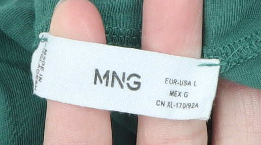 MNG Women's Green Long Sleeve Basic Cotton T-Shirt Size L