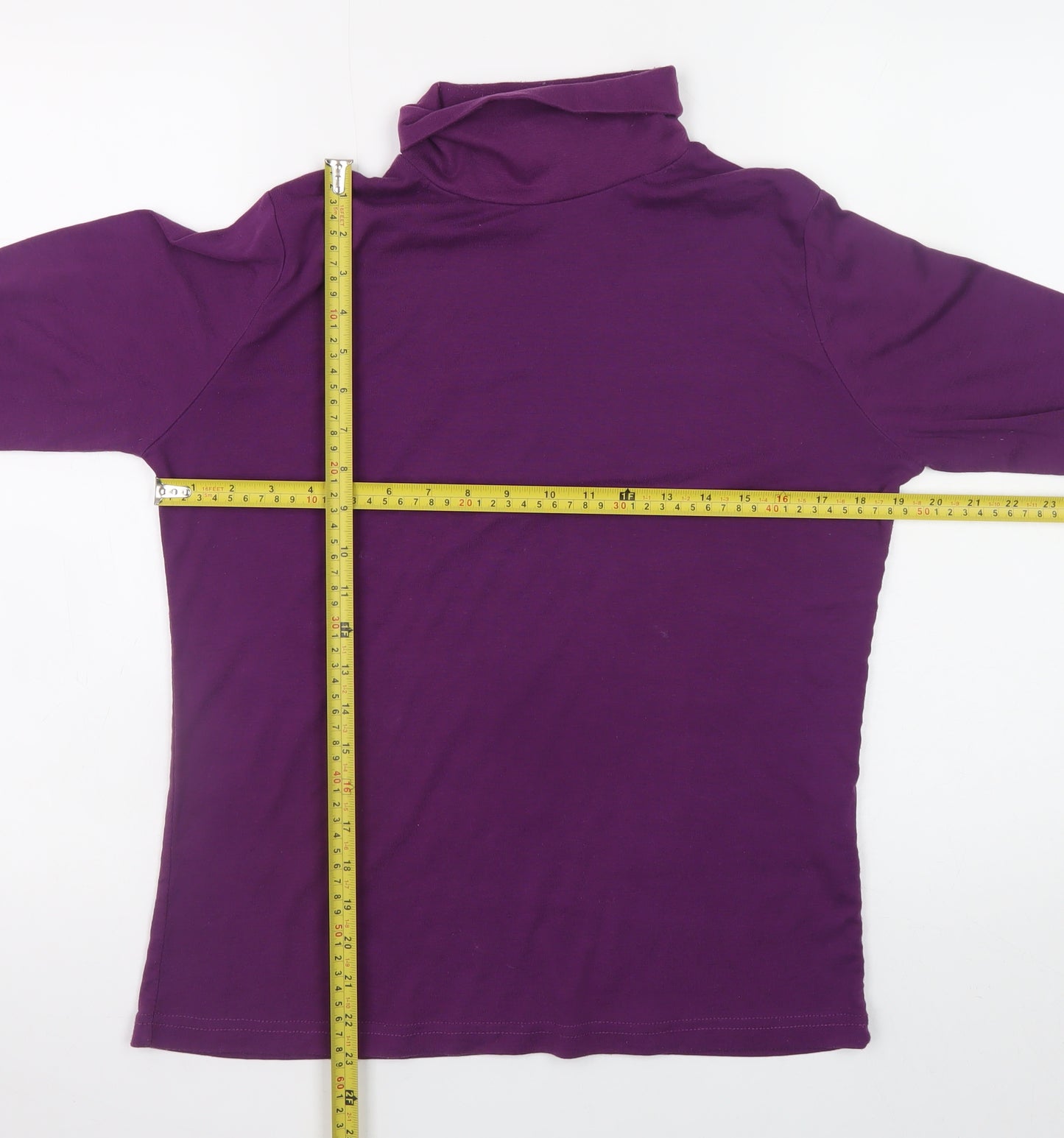 Originals Women Purple Long Sleeve Roll Neck Cotton Blend Top Size 16