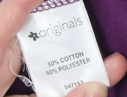 Originals Women Purple Long Sleeve Roll Neck Cotton Blend Top Size 16