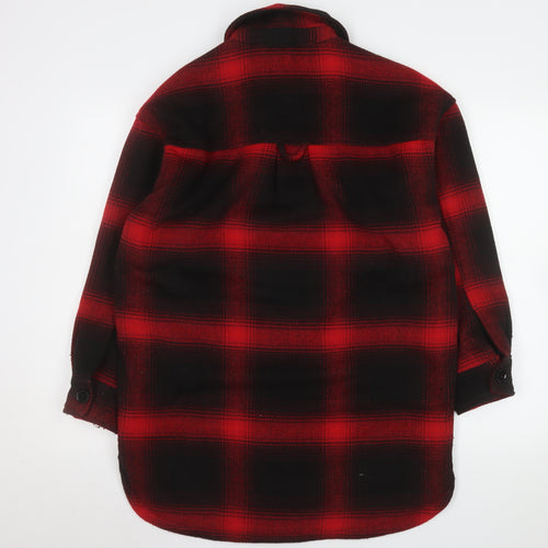 H&M Men Red Black Check Flannel Shirt Jacket XS