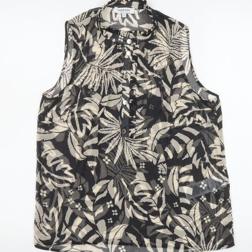 Morgan Women’s Black Floral Sleeveless Tunic Blouse Size 8