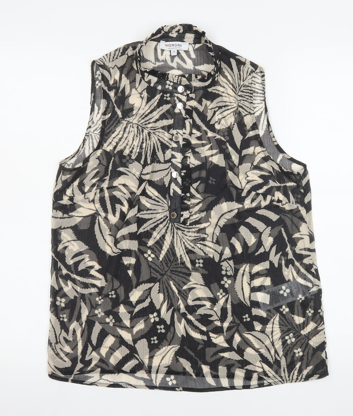 Morgan Women’s Black Floral Sleeveless Tunic Blouse Size 8