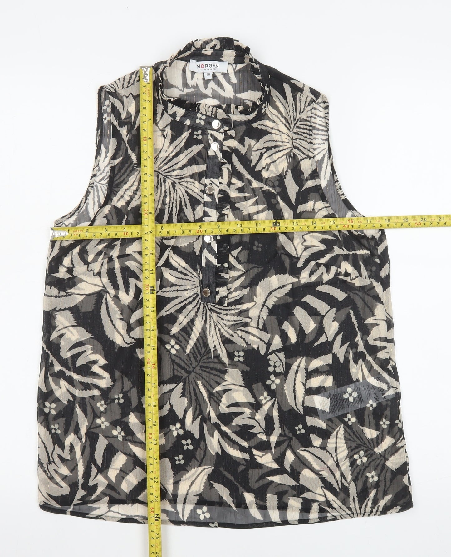 Morgan Women’s Black Floral Sleeveless Tunic Blouse Size 8