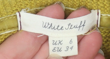 White Stuff Womens Yellow Knit Long Sleeve Open Cardigan UK 6