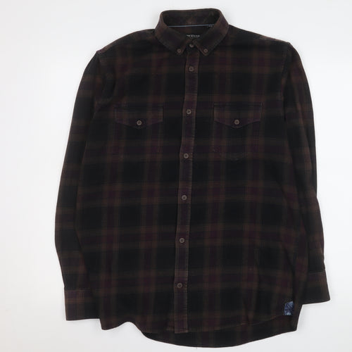 Pre End Men's Brown Check Flannel Button-Up Shirt Size 39 Regular