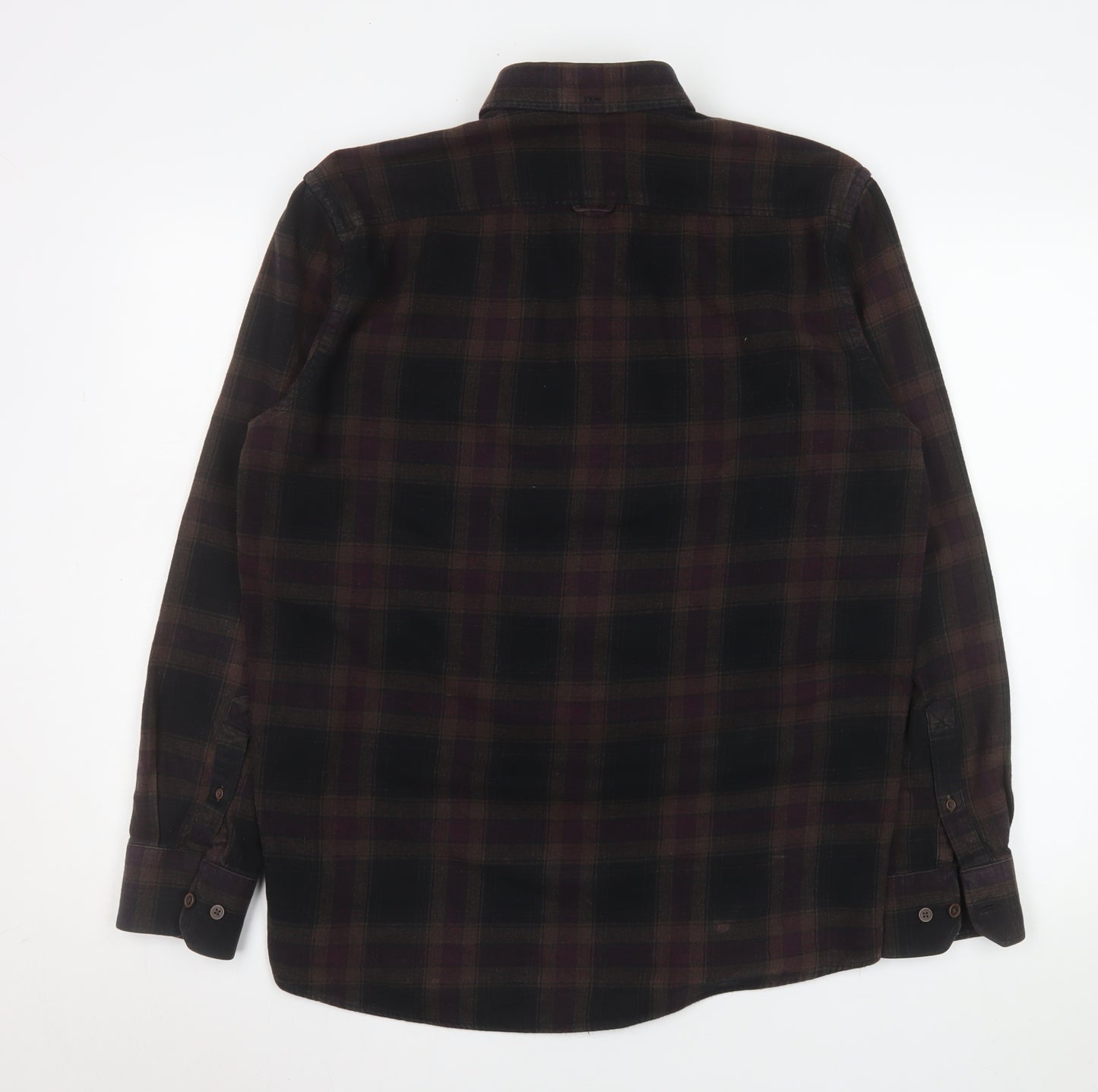Pre End Men's Brown Check Flannel Button-Up Shirt Size 39 Regular