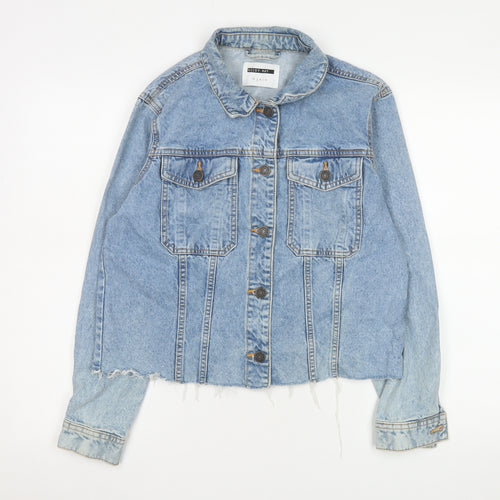 Noisy May Women's Blue Denim Cropped Jacket Size M Classic Style