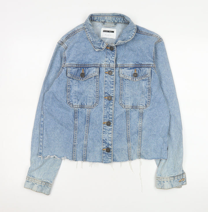 Noisy May Women's Blue Denim Cropped Jacket Size M Classic Style