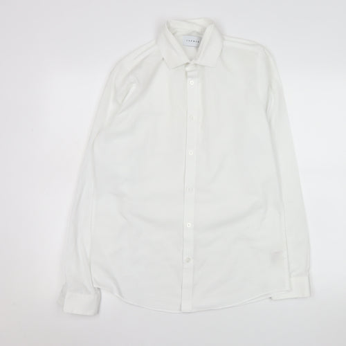 Topman Mens White Slim Fit Formal Dress Shirt Size S
