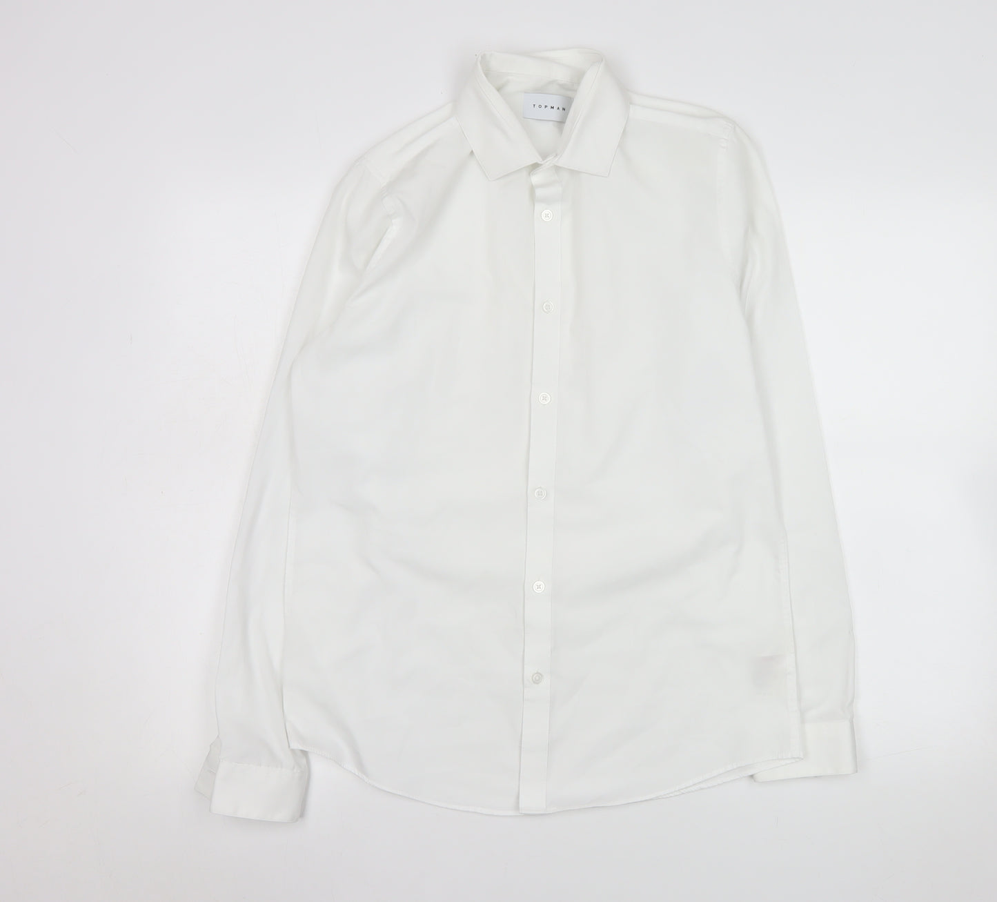 Topman Mens White Slim Fit Formal Dress Shirt Size S