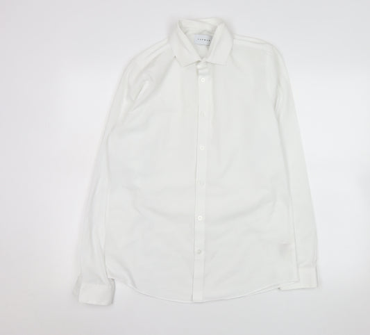 Topman Mens White Slim Fit Formal Dress Shirt Size S