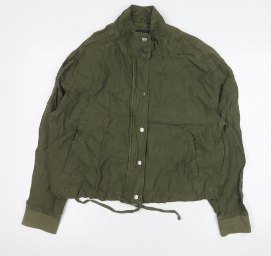 Marks and Spencer Womens Green Linen Blend Utility Jacket Size 14