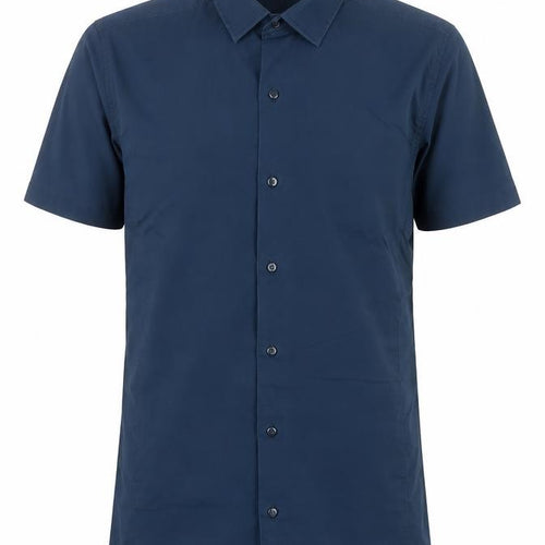 Topman Men's Blue Slim Fit Short Sleeve Button-Up Shirt Size S