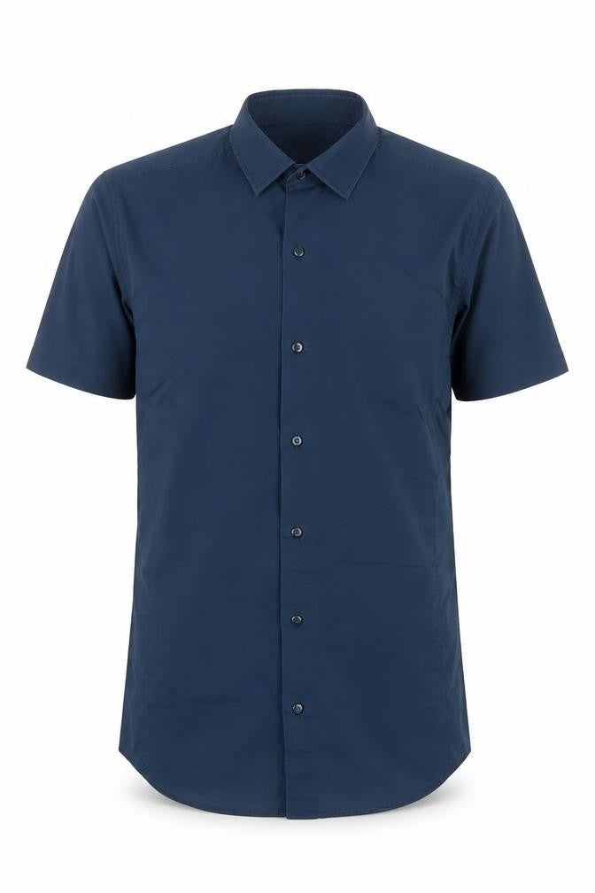 Topman Men's Blue Slim Fit Short Sleeve Button-Up Shirt Size S