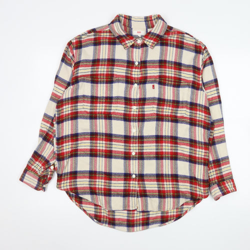 Levi's Men's Beige Check Flannel Button-Up Shirt Size M