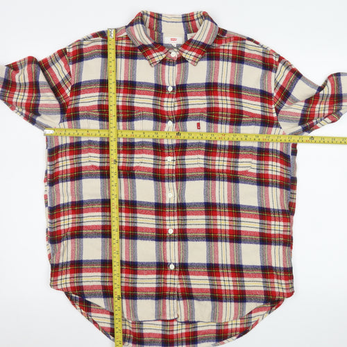 Levi's Men's Beige Check Flannel Button-Up Shirt Size M