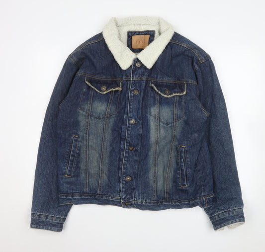 Urban Spirit Men's Blue Denim Sherpa Lined Jacket Size L