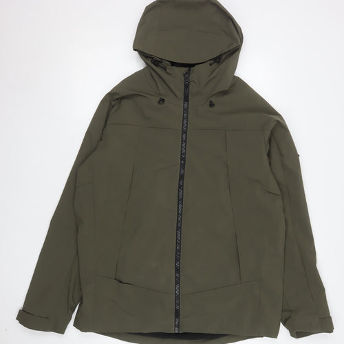 -9° PEAK Men's Green Hooded Rain Jacket Size L Water Resistant Softshell