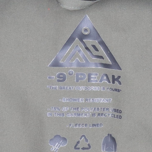 -9° PEAK Men's Green Hooded Rain Jacket Size L Water Resistant Softshell