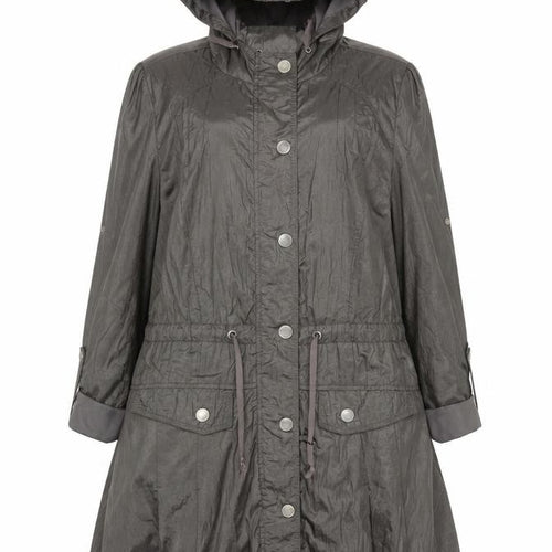 Denim Co Women Grey Nylon Long Hooded Parka Coat Size 12