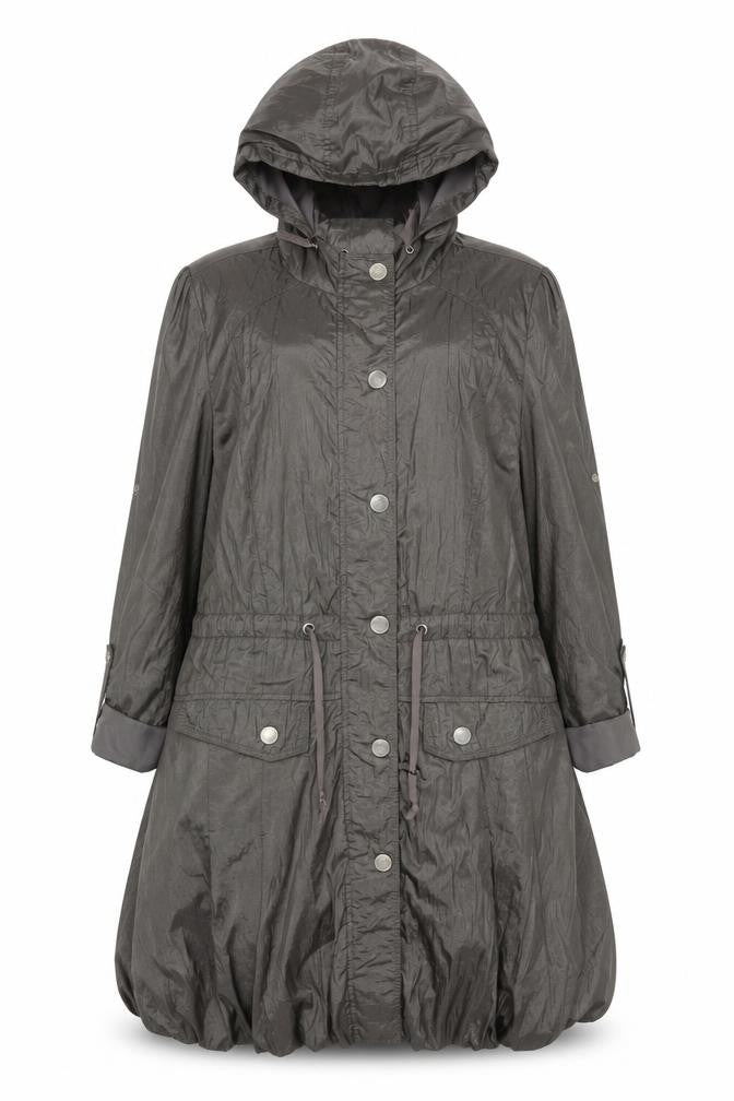 Denim Co Women Grey Nylon Long Hooded Parka Coat Size 12