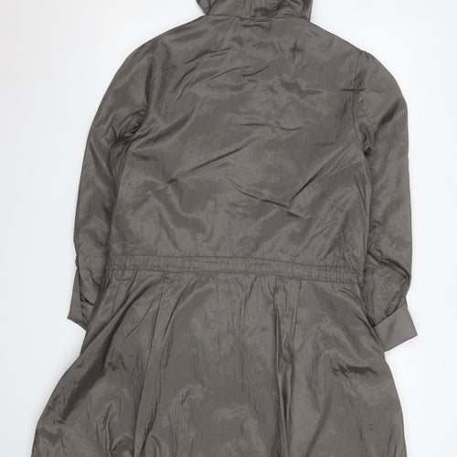Denim Co Women Grey Nylon Long Hooded Parka Coat Size 12