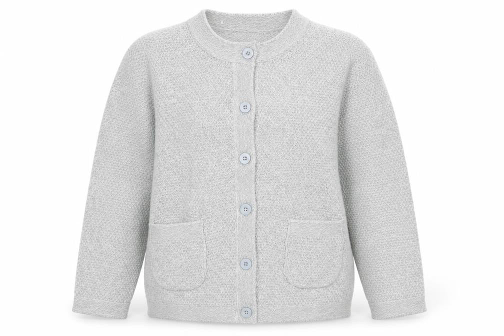 Front view of Honor Millburn Women Grey Button Knit Cardigan, size 14-16