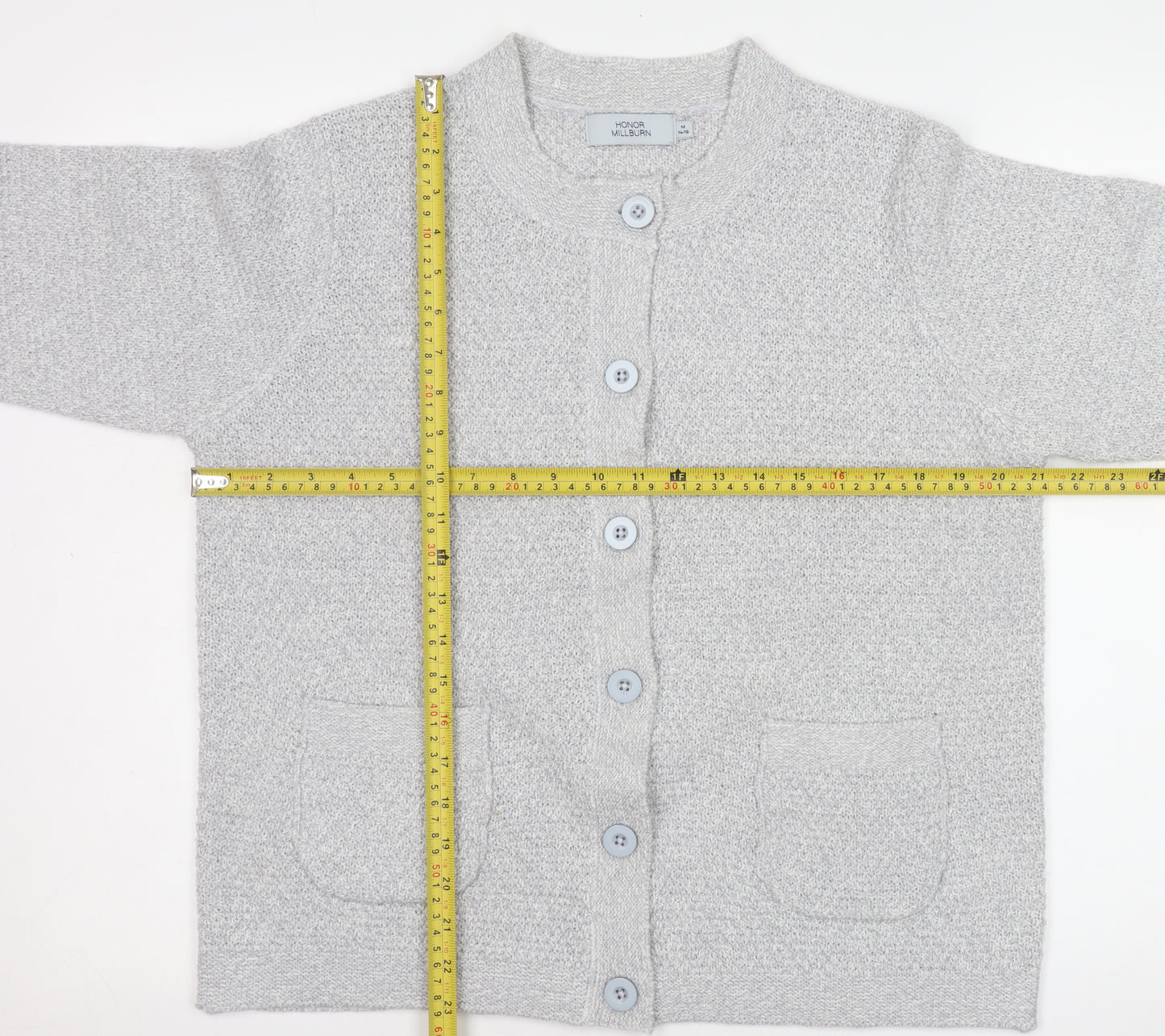 Honor Millburn Women Grey Button Knit Cardigan Size 14-16