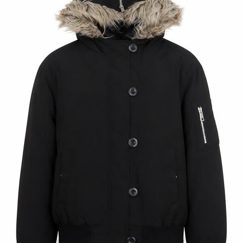 Marks and Spencer Girls Black Faux Fur Hooded Puffer Jacket 12-13 Years