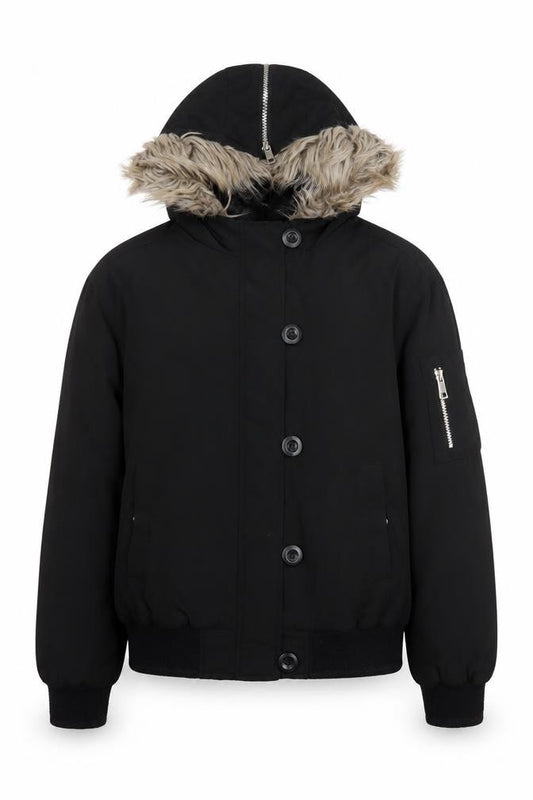 Marks and Spencer Girls Black Faux Fur Hooded Puffer Jacket 12-13 Years