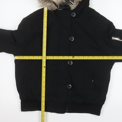 Marks and Spencer Girls Black Faux Fur Hooded Puffer Jacket 12-13 Years