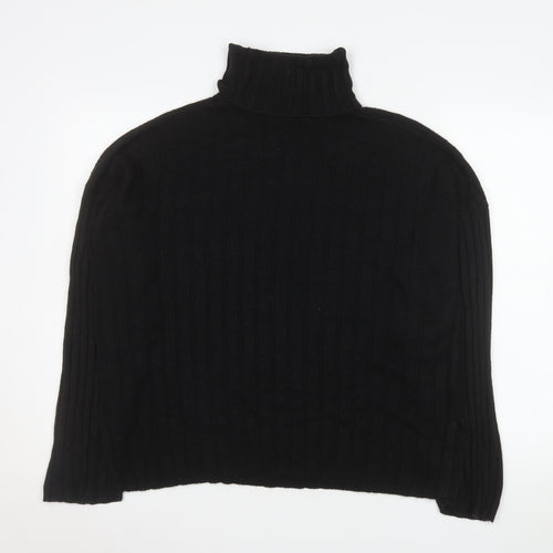 Threadbare Womens Black Size 10 Roll Neck Rib Knit Jumper