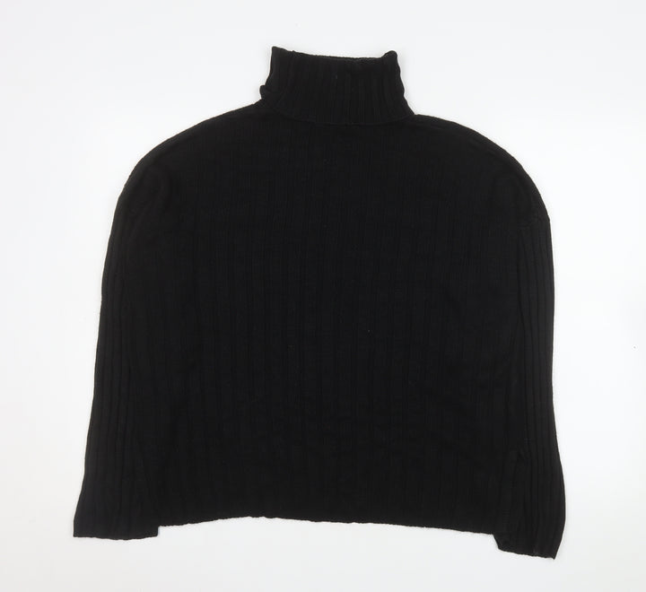 Threadbare Womens Black Size 10 Roll Neck Rib Knit Jumper