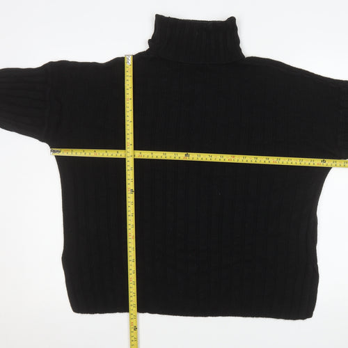 Threadbare Womens Black Size 10 Roll Neck Rib Knit Jumper