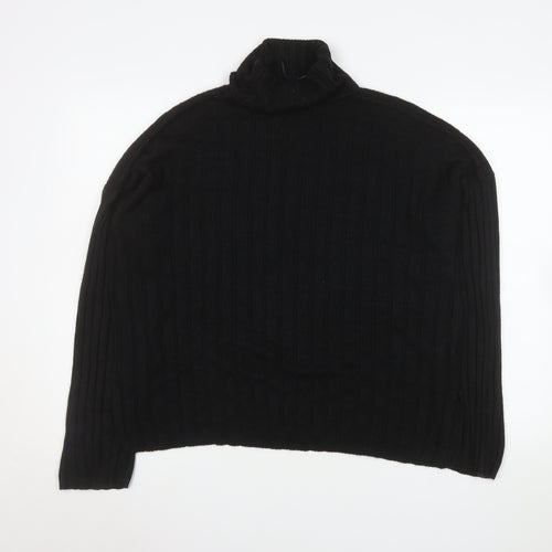 Threadbare Womens Black Size 10 Roll Neck Rib Knit Jumper